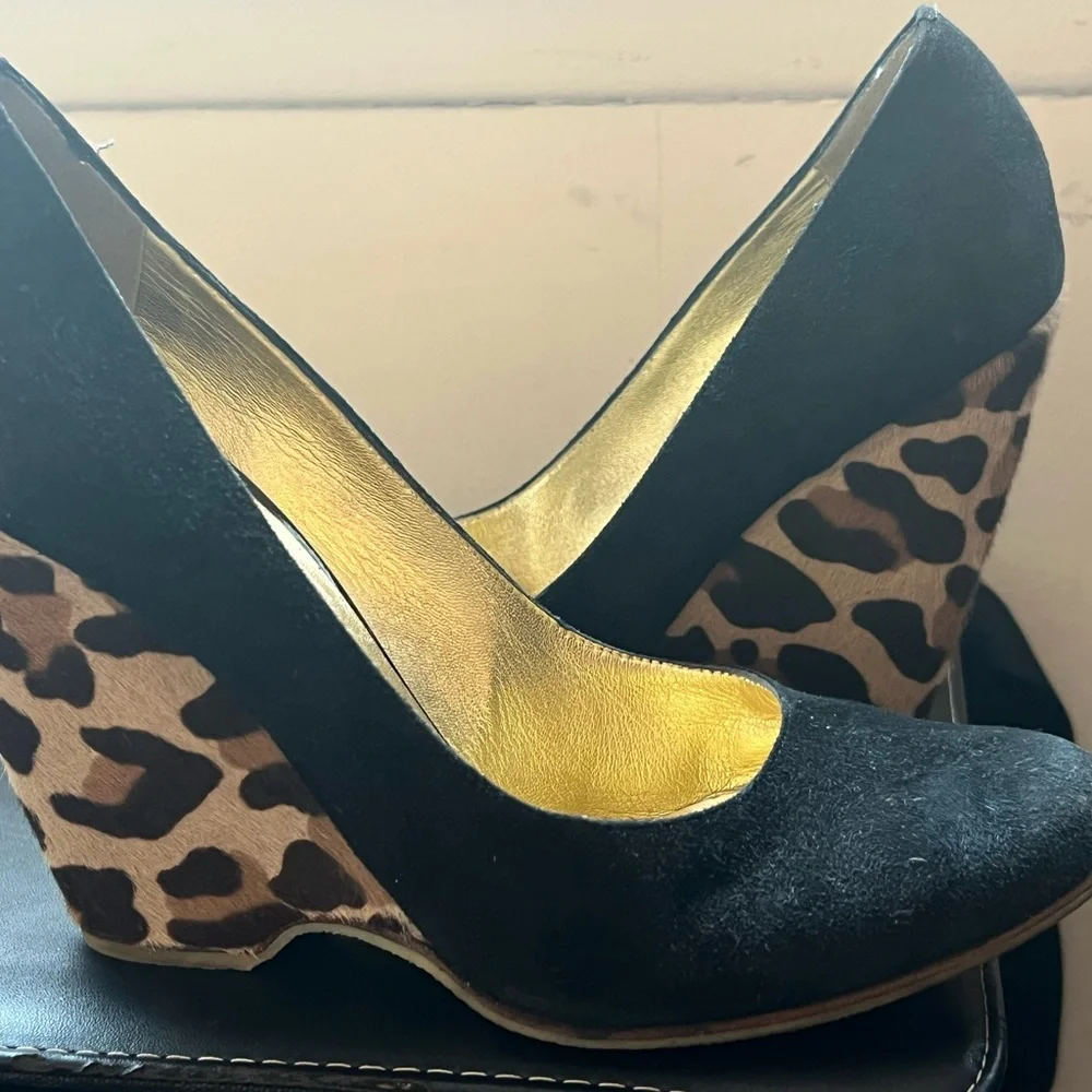 Giuseppe Zanotti Black and Leopard Print Heels - Picture 5 of 5